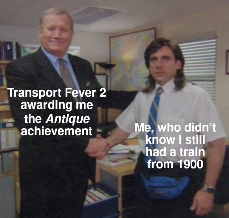 Transport Fever 2 awarding me the Antique achievement